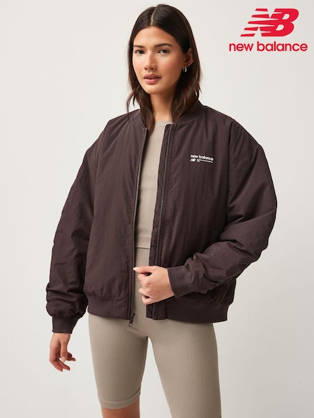 New Balance Black Linear Heritage Woven Bomber Jacket (N37088) | €60