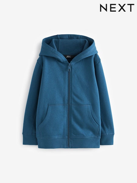 Mid Blue Plain Zip Through Hoodie (3-16yrs) (N37120) | AED71 - AED102