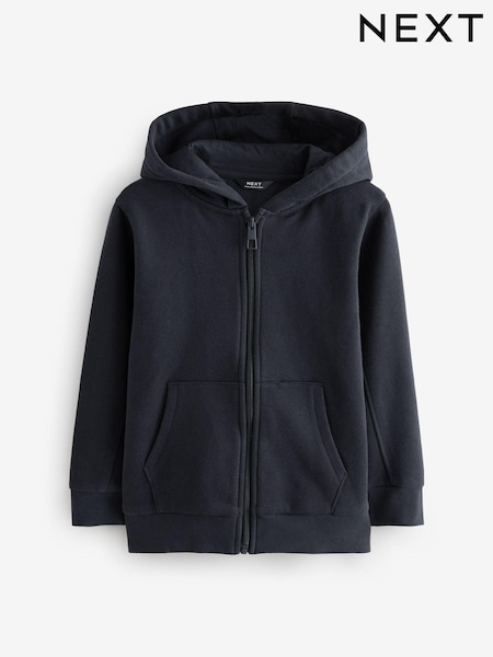 Navy Blue Plain Zip Through Hoodie (3-16yrs) (N37121) | €19 - €28