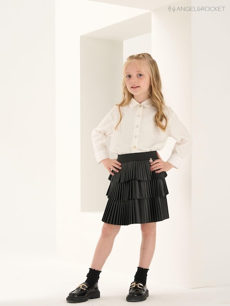 Angel & Rocket Harper PU Plisse Black Ruffle Skirt (N37174) | €10 - €13