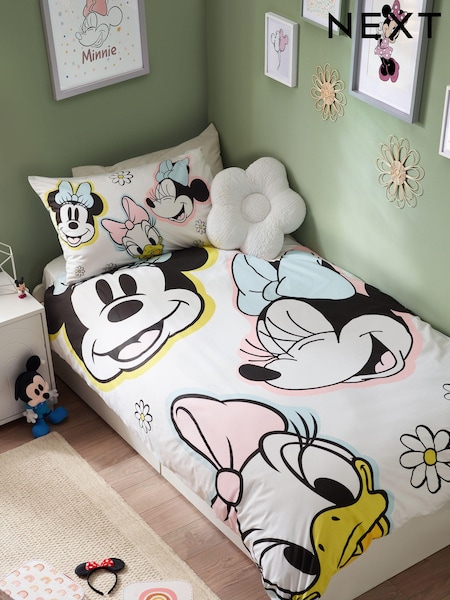 White Disney Minnie Mouse 100% Cotton Single Duvet Cover and Pillowcase Set (N37276) | €20 - €32