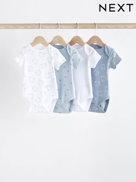 Modra z medvedki - Baby Short Sleeve Bodysuit 4 Pack (N37354) | € 7 - € 9