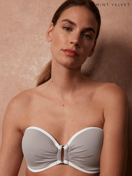 Mint Velvet Mink Brown Structured Bikini Top (N37377) | €10