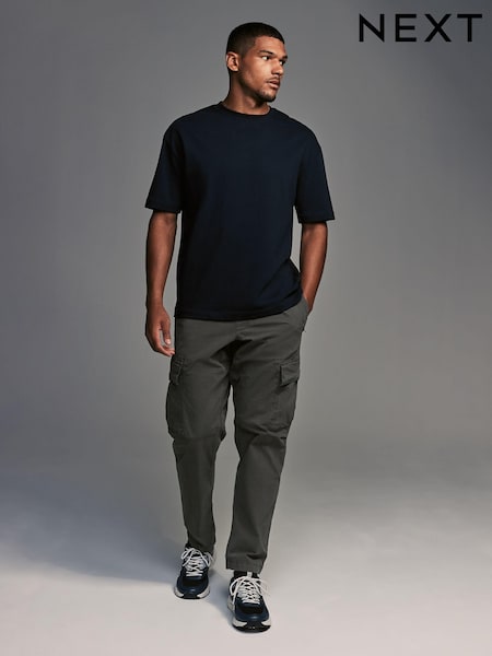 Charcoal Grey Regular Fit Stretch Utility Cargo Trousers (N37431) | €10