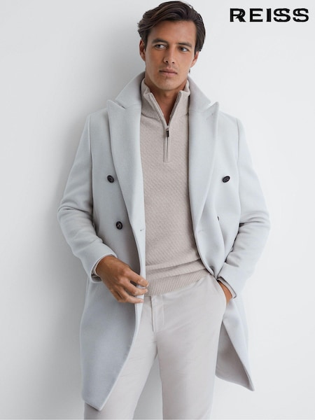 Reiss Oatmeal Melange Tempo Slim Fit Knitted Half-Zip Funnel Neck Jumper (N37718) | €186