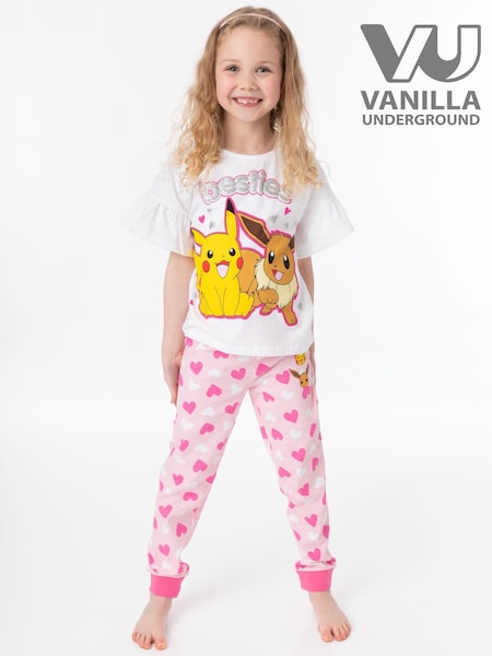 Vanilla Underground White Pokemon 100% Cotton Long Leg Pyjamas (N37824) | 84 QAR