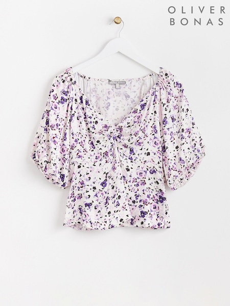 Oliver Bonas Ditsy Lilac Purple Floral Top (N37898) | €30