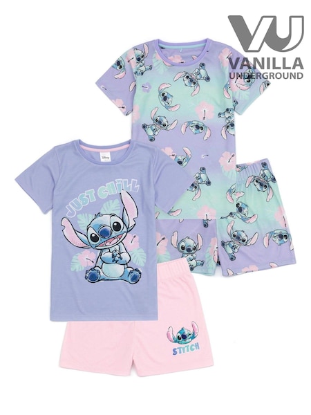 Vanilla Underground Purple Girls Disney Lilo & Stitch Pyjamas 2 Pack (N38135) | AED195