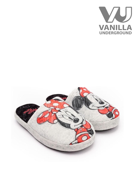 Vanilla Underground Grey Minnie Mouse Womens Winter Mule Slippers (N38149) | €29
