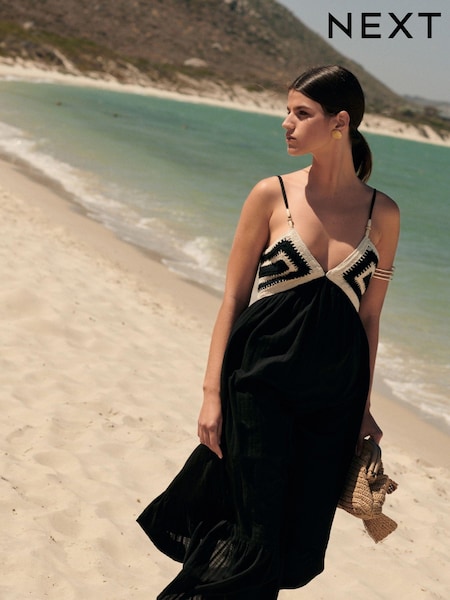 Black/White Crochet Maxi Summer Dress (N38302) | €29