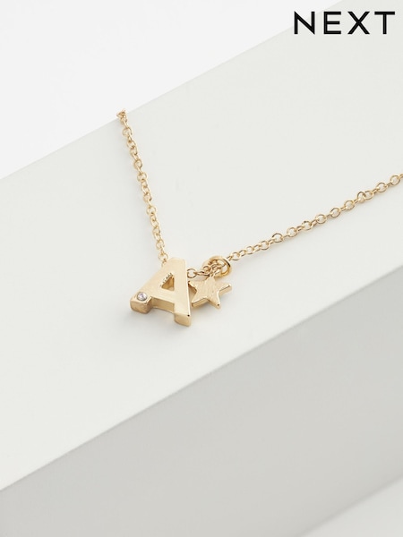 Gold Tone A Star Initial Necklace (N38328) | 28 QAR