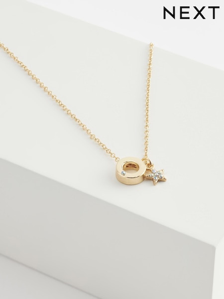 Gold Tone O Star Initial Necklace (N38332) | €7