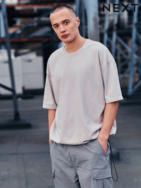 Light Grey Oversized EDIT Heavyweight T-Shirt (N38368) | €12.50