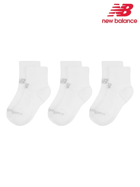 New Balance White Multipack Ankle Flat Socks (N38417) | €13