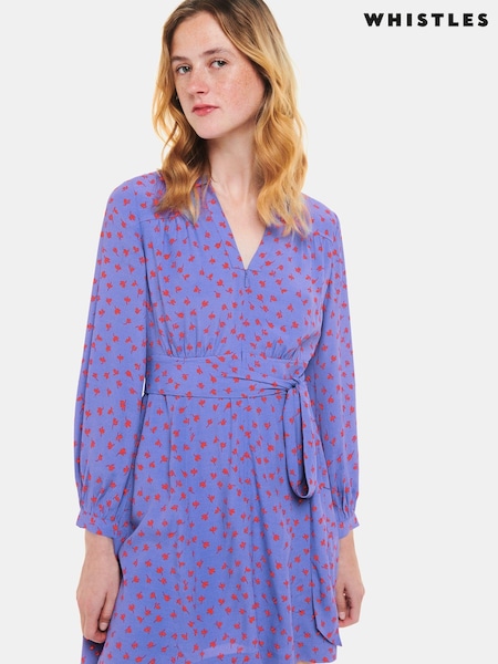 Whistles Purple Scattered Petals Print Dress (N38487) | €47