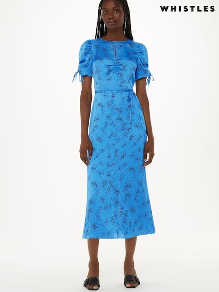 Whistles Blue Aurelie Scribble Daisy Dress (N38488) | €72