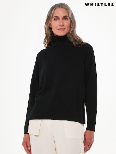 Whistles Black Cashmere Roll Neck Jumper (N38496) | R$ 1,965