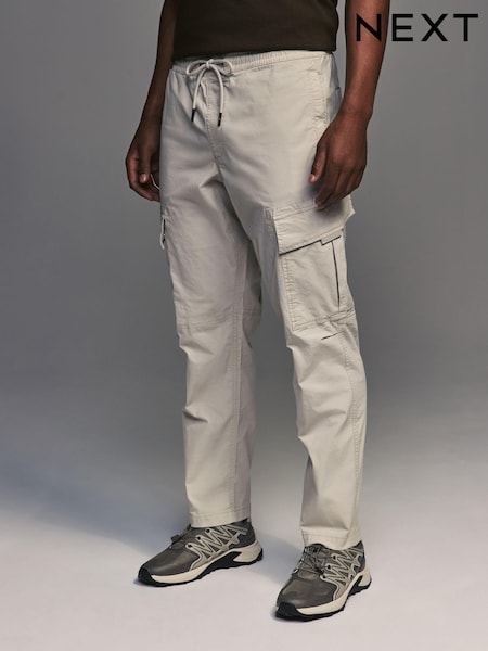 Ecru/White Regular Fit Stretch Utility Cargo Trousers (N38524) | €10