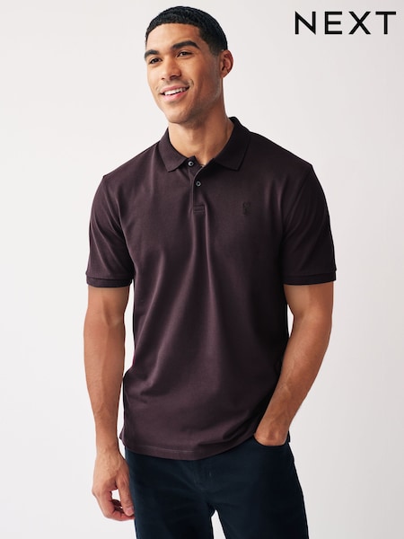 Purple Dark Regular Fit Short Sleeve Pique Polo Shirt (N38629) | 44 QAR