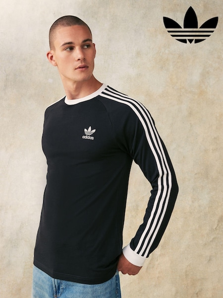 Чорний - adidas originals 100% Cotton Adicolor Classics 3-у смужку лонгслів лонгслів Top (N38786) | 2 283 грн