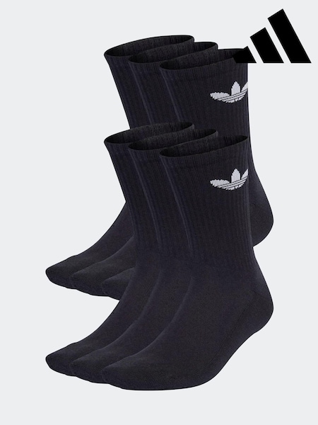 שחור כהה - Adidas Originals Trefoil Crew Socks 6 Pack (N39105) | ‏101‏₪