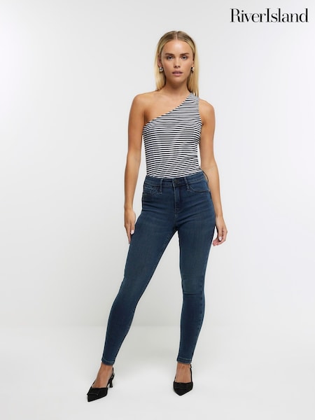 River Island Blue Petite Mid Rise Skinny Jeans (N39256) | €27