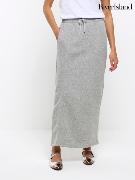 River Island Grey Sweat Midi Skirt (N39273) | €5