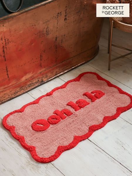 Rockett St George Pink Ooh La La Slogan 100% Cotton Bath Mat (N39340) | €32