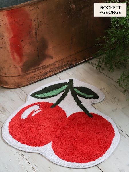 Rockett St George Red Cherries 100% Cotton Bath Mat (N39343) | €32