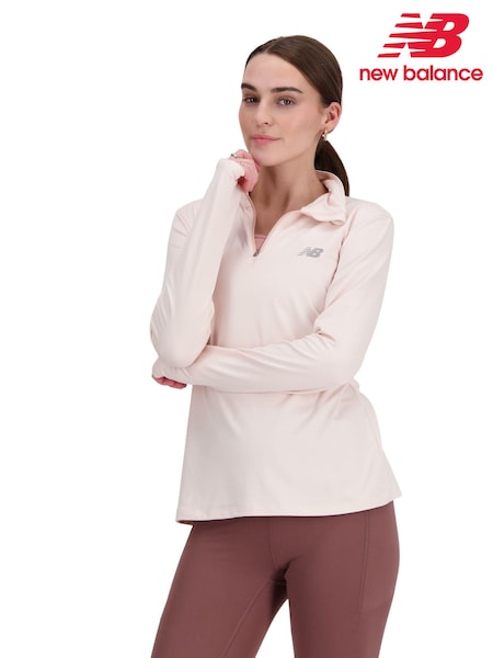 New Balance Pink Space Dye Quarter Zip Sweat Top (N39361) | €19