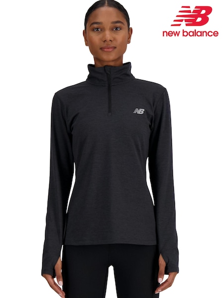 New Balance Black Space Dye Quarter Zip Sweat Top (N39362) | €23