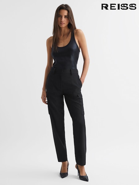 Reiss Black Violet Mid Rise Cargo Trousers (N39436) | ₪1,225
