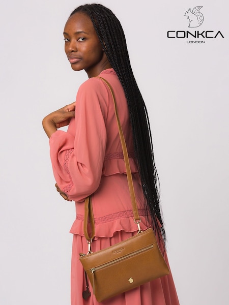 Dunkles Beige - Conkca Minnow Leather Cross-body Clutch Bag (N39514) | 69 €