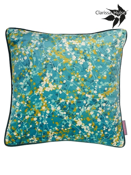 Clarissa Hulse Teal Blue Maidenhead Vine Cushion (N39552) | 247 QAR