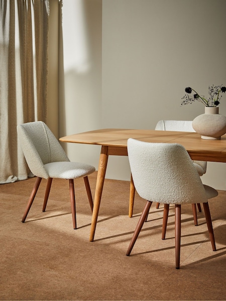 MADE.COM Set of 2 White Boucle and Walnut Legs Lule Non Arm Dining Chairs in Velvet (N39577) | €377