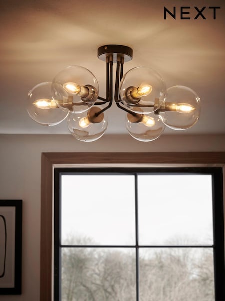 Black Jackson 6 Light Flush Fitting Ceiling Light (N39640) | €198