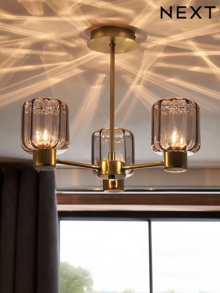 Brass Jensen 3 Light Flush Fitting Ceiling Light (N39641) | €99