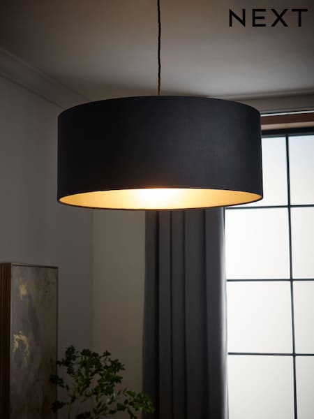 Black Rico Easy Fit Shade Drum Ceiling Light (N39646) | €46