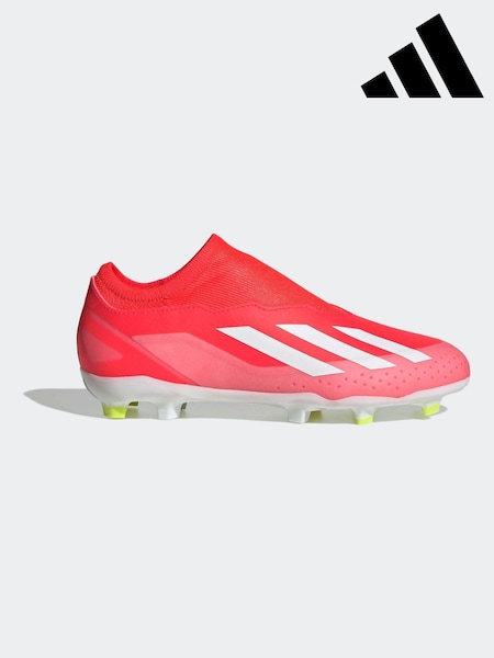 adidas Red/White Football X Crazyfast League Laceless Firm Ground Kids Boots (N39876) | AED160