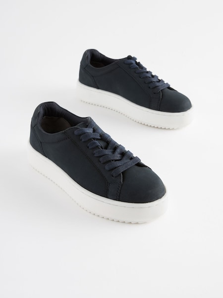 Navy Blue Lace Up Leather Smart Trainers (N39892) | 38 QAR - 48 QAR
