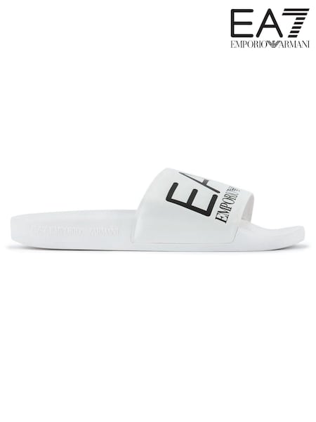Alb - Șlapi Emporio Armani EA7 cu logo (N39972) | 154 LEI - 193 LEI