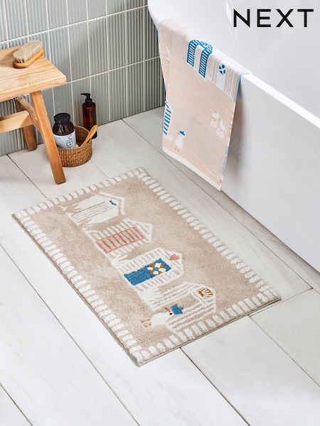 Natural Beach Huts Bath Mat (N39995) | $33