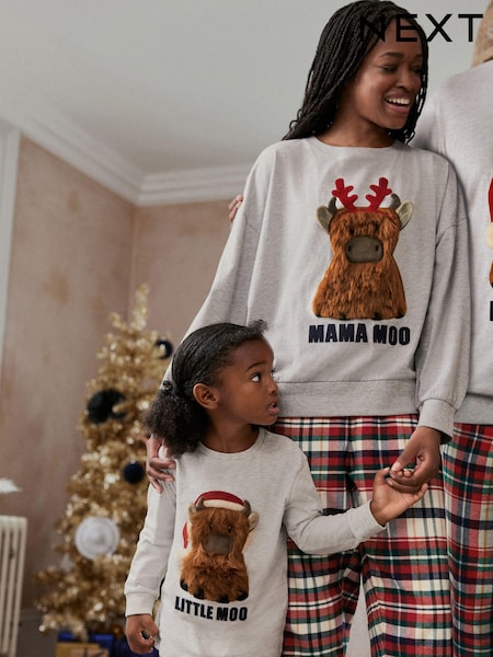 Grey/Red Hamish Matching Family Womens Cosy Cotton Pyjamas (N40063) | €14.50
