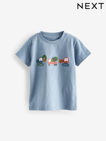 Blue/Green Appliqué Transport 100% Cotton Short Sleeve T-Shirt (3mths-7yrs) (N40077) | €6 - €8