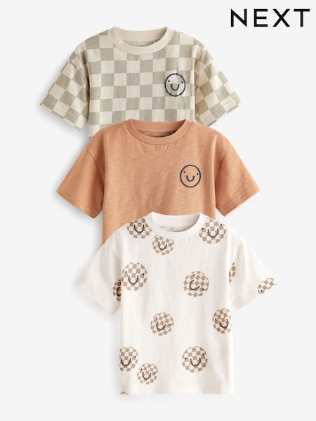 Ecru/Neutral - 100% Cotton Short Sleeve Character T-Shirts 3 Pack (3mths-7yrs) (N40084) | 12 € - 16 €