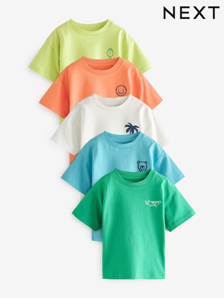 Blue/Orange Short Sleeve T-Shirts 5 Pack (3mths-7yrs) (N40085) | €12.50 - €13.50