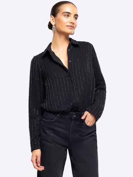 River Island Black Beaded Shirt (N40129) | €34