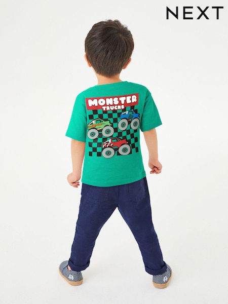 Green Back Print Short Sleeve T-Shirt (3mths-7yrs) (N40174) | €6 - €8