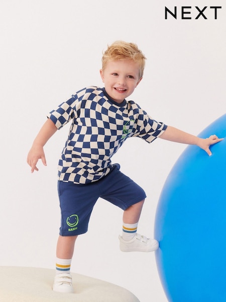 Blue 100% Cotton T-Shirt And Shorts Set (3mths-7yrs) (N40217) | €5 - €8