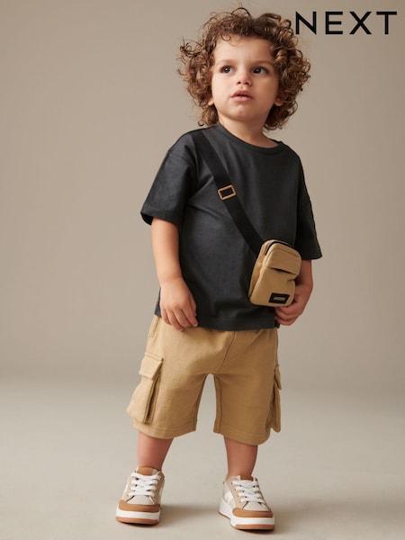 Rumenorjava Rjava/Siva - Utility Bumbag Short Sleeve T-Shirt & Shorts Set (3mths-7yrs) (N40219) | € 10 - € 14